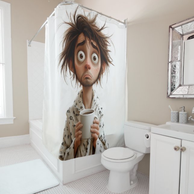 Rideaux De Douche Folie du matin : Café d'abord, questions plus tard (En situation)