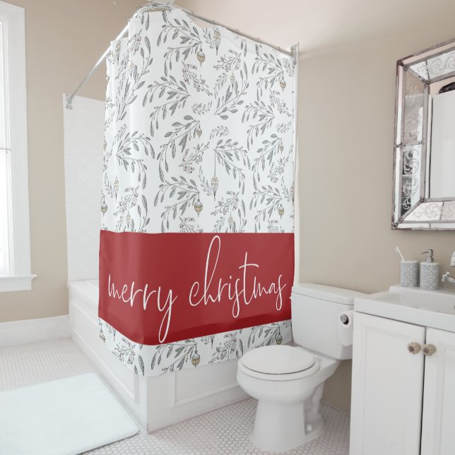 Rideaux De Douche Folithe de Noël et baies (En situation)