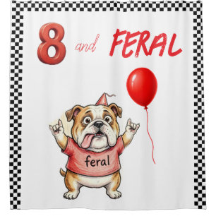 Rideaux De Douche Fond de décor d'anniversaire de chien sauvage pour
