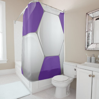Rideaux De Douche Football balle de football violet et blanc