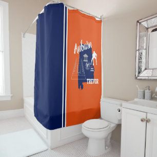Rideaux De Douche Football d'Auburn Alabama Navy et Orange