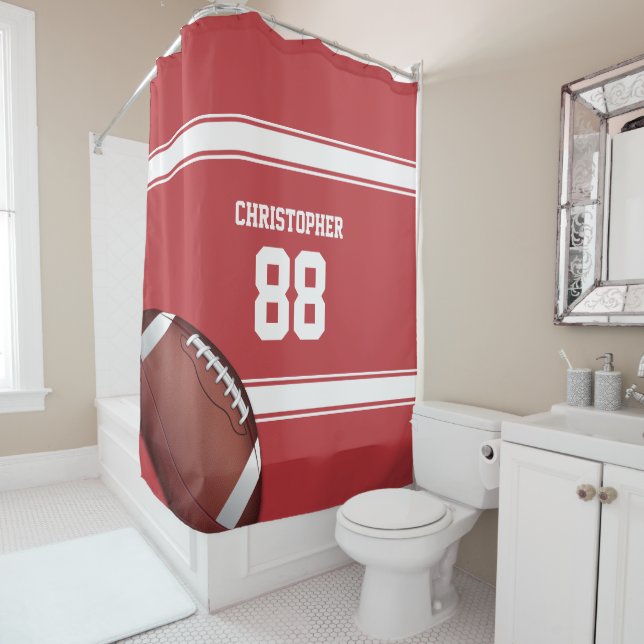 Rideaux De Douche Football de Jersey sur les Grandes Rouges et les B (En situation)