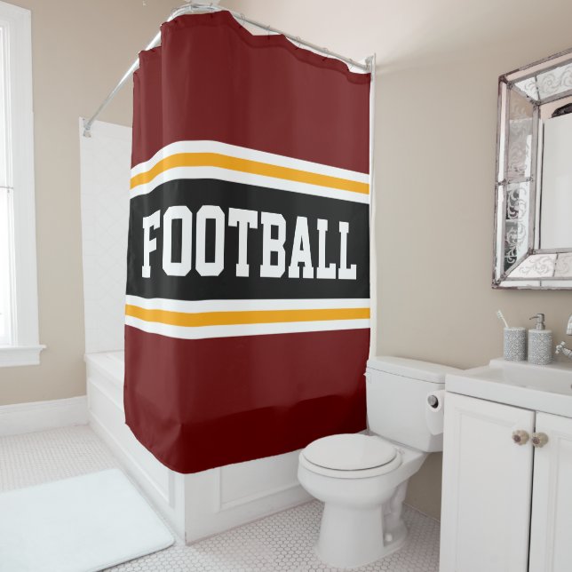 Rideaux De Douche FOOTBALL Gras Rouge Noir Jaune Stripes De Course (En situation)