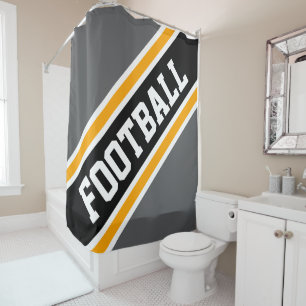Rideaux De Douche FOOTBALL Gris Orange Noir Blanc Rayures de Course