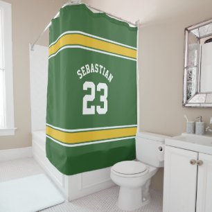 Rideaux De Douche Football nouveauté Jersey personnalisé vert jaune