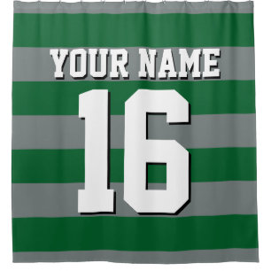 Rideaux De Douche Forest Green Charcoal Sports Jersey Preppy Stripe