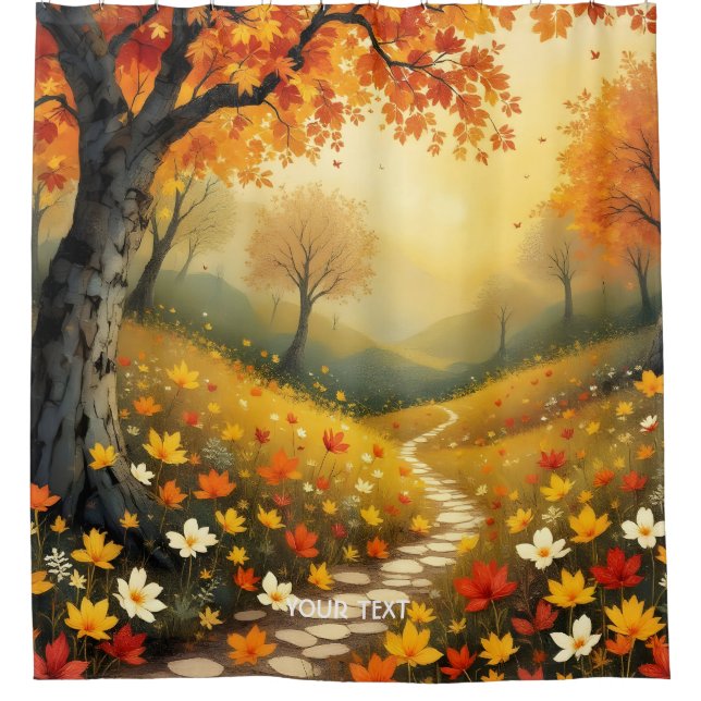 Rideaux De Douche Forêt d'automne orange fantaisie mignonne (Devant)
