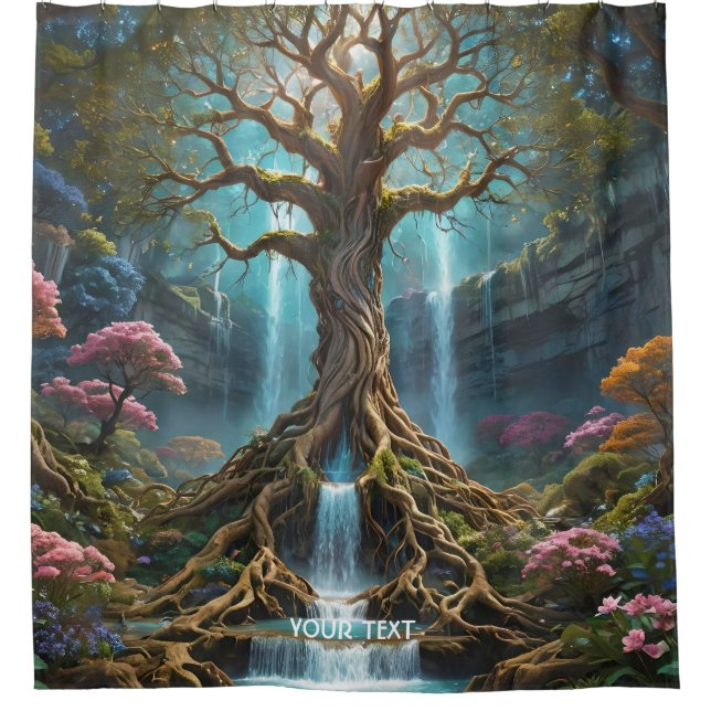 Rideaux De Douche Forêt de cascade de l'arbre mou Imaginaire (Devant)