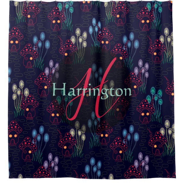 Rideaux De Douche Forêt de champignons enchantée personnalisée (Devant)
