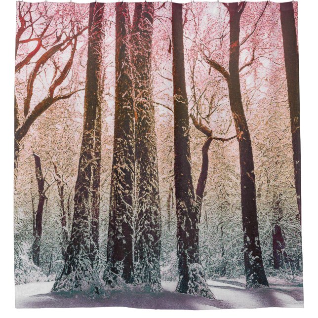 RIDEAUX DE DOUCHE  FORÊT DE NEIGE NATURE (Devant)