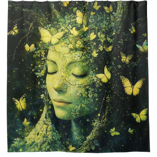 Rideaux De Douche Forêt enchantée de papillons Déesse (3) (Devant)