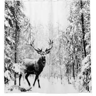 Rideaux De Douche Forêt hivernale de Stade Deer Wildlife Animal Natu