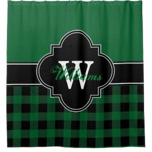 Rideaux De Douche Forêt vert Buffalo noir Plat 1ICBR Monogramme