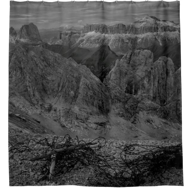 RIDEAUX DE DOUCHE FORMATION ROCK EN PHOTO GRAYSCALE (Devant)