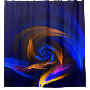 Rideaux De Douche Forme de tourbillon Abstrait Bleu orange