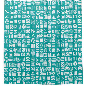 Rideaux De Douche Formes Abstraites 060617 Motif - Blanc sur #009e9e