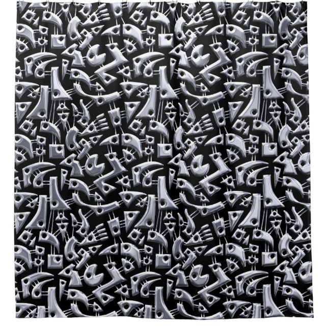 Rideaux De Douche Formes Abstraites 180318 - Argent brillant (Devant)