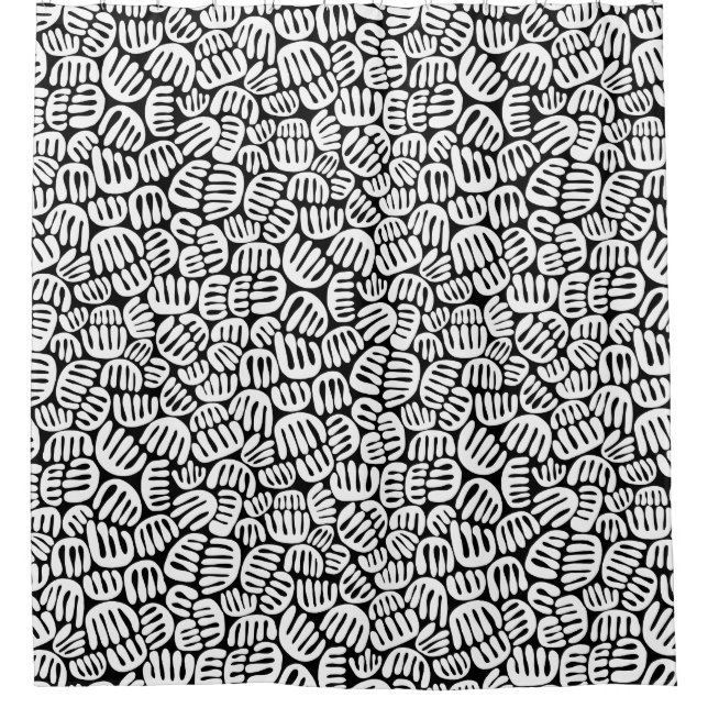 Rideaux De Douche Formes Abstraites 301122 - Blanc sur noir (Devant)