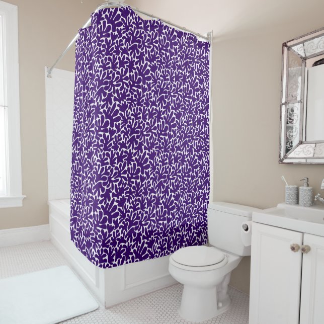 Rideaux De Douche Formes biologiques Abstrait 240822 - Violet profon (En situation)