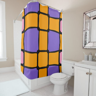 Rideaux De Douche Formes Carrés Gras asymétrique violet orange