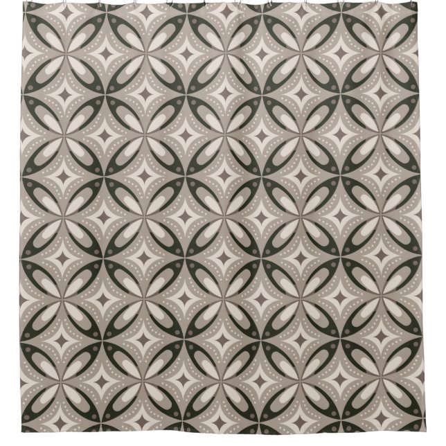 Rideaux De Douche Formes circulaires rétro beige et marron (Devant)