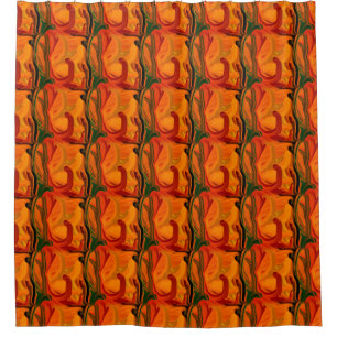Rideaux De Douche Formes de pinceau Brown orange coloré Abstrait