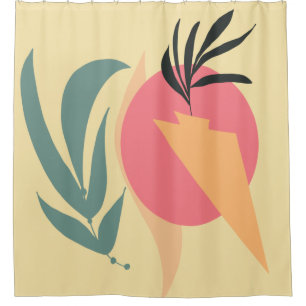Rideaux De Douche Formes d'illustration de plante abstraite Rose Jau
