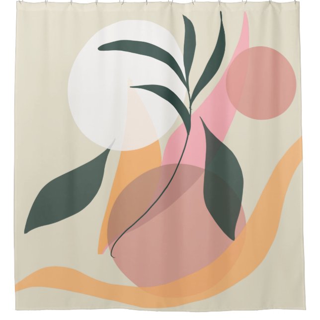 Rideaux De Douche Formes d'illustration végétale abstraite Rose (Devant)