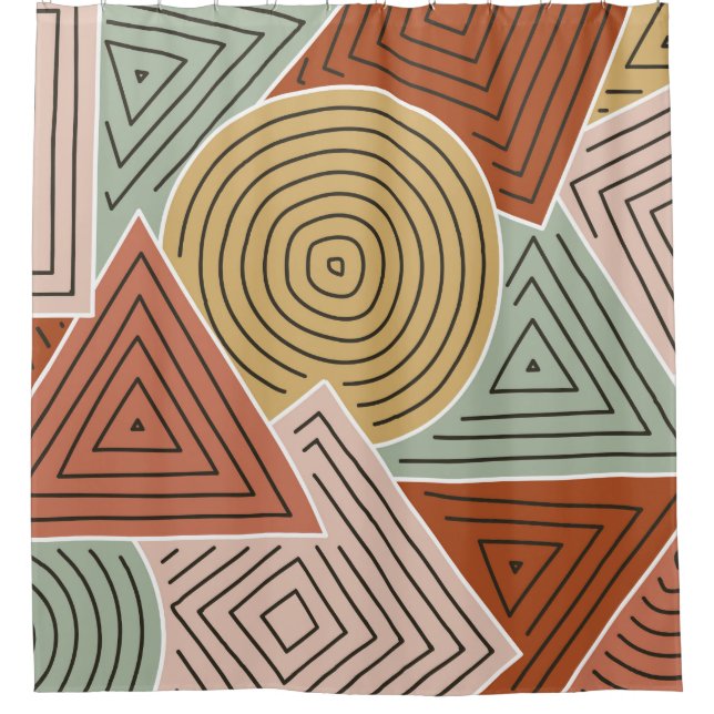 Rideaux De Douche Formes et lignes géométriques Abstraites illustrat (Devant)