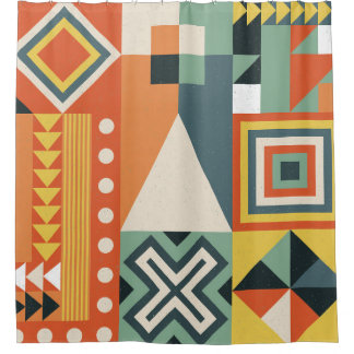 Rideaux De Douche Formes géométriques, arrière - plan simple plat.