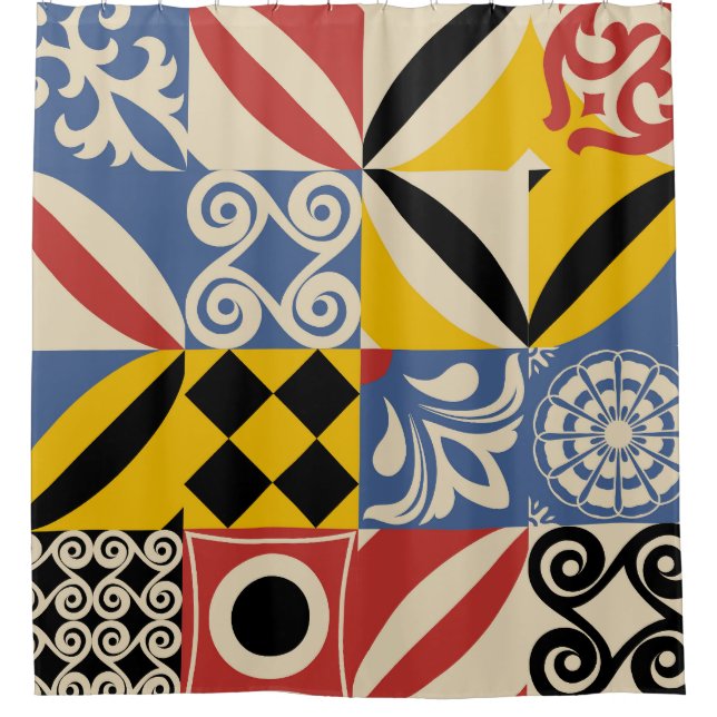 Rideaux De Douche Formes géométriques rétro : azulejos. (Devant)