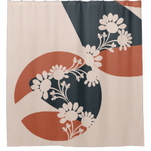 Rideaux De Douche Formes organiques Tons chauds Floral Moderne