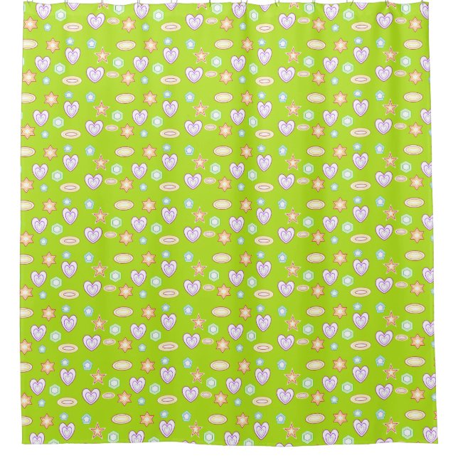 Rideaux De Douche Formes vert olive (Devant)