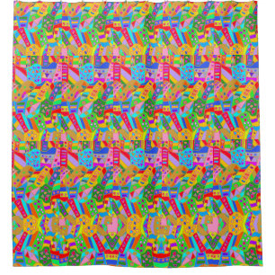 Rideaux De Douche fou coloré motif art moderne hippy