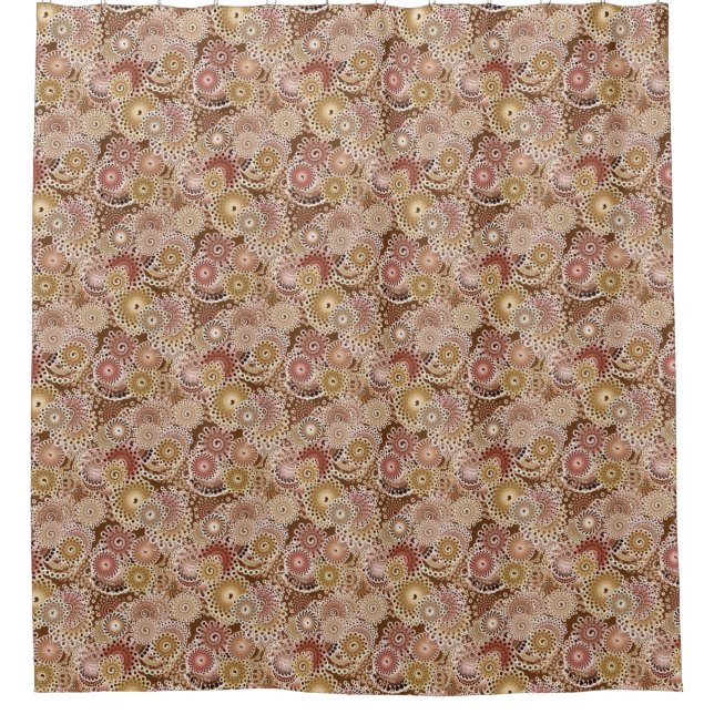 Rideaux De Douche Fractale Motif, Brown, Tan et Beige (Devant)