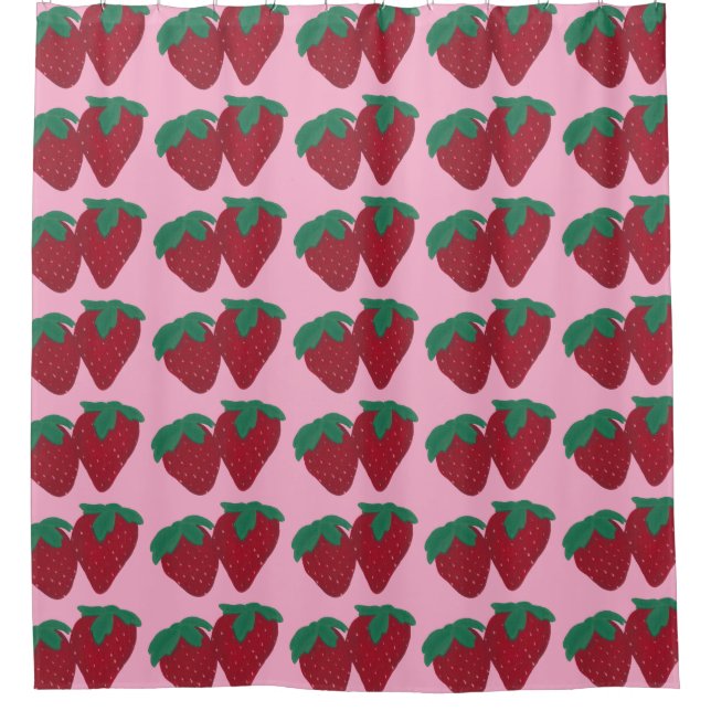 Rideaux De Douche Fraise Deux fraises Fruit Douche Rideaux (Devant)