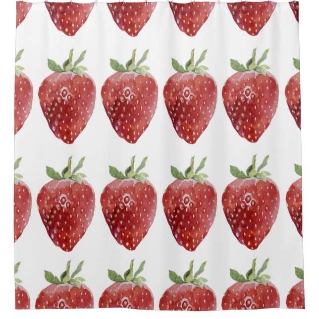 Rideaux De Douche Fraises d'aquarelle : motif transparent (Devant)