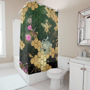 Rideaux De Douche française chic, victorienne, abeille, florale, fe
