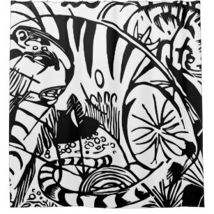 Rideaux De Douche Franz Marc - Tigre noir et blanc - Art Abstrait