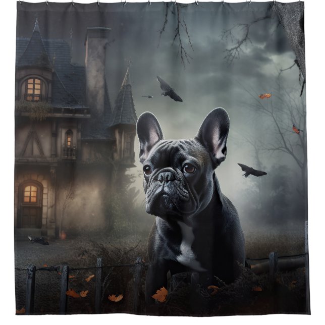 Rideaux De Douche French Bulldog Halloween Épouvantable (Devant)