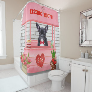 Rideaux De Douche French Bulldog Valentine's Day Kissing Booth