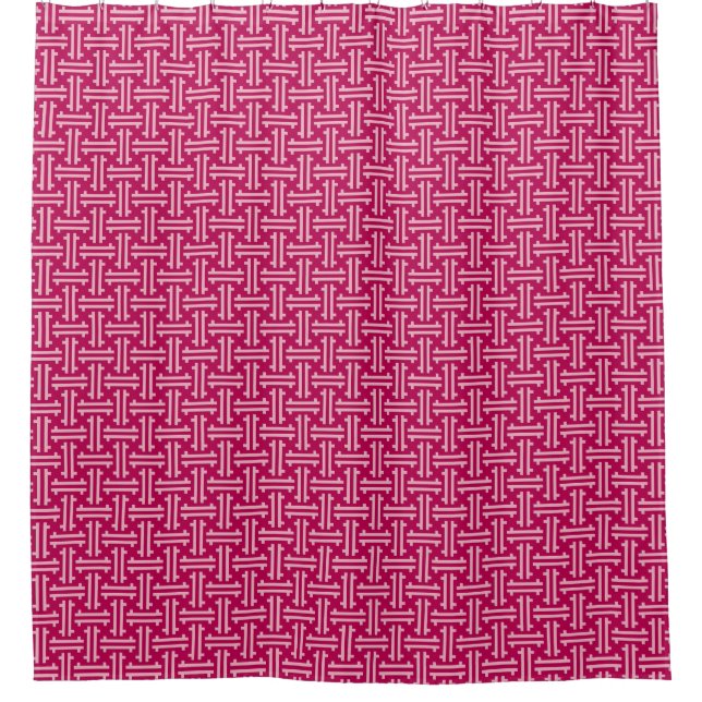 Rideaux De Douche Fret chinois Art déco, rose fuchsia (Devant)