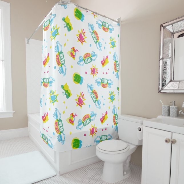 Rideaux De Douche FRIENDS™ | Motif Néon Central Perk (En situation)