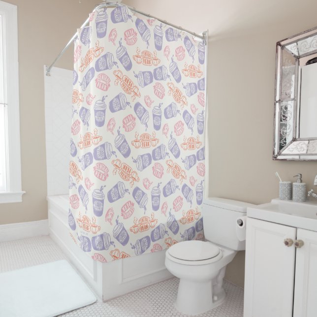 Rideaux De Douche FRIENDS™ | Motif Pastel Central Perk (En situation)