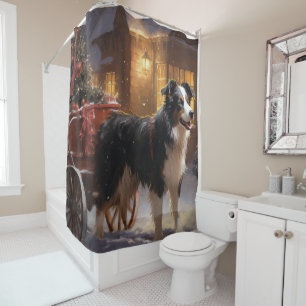Rideaux De Douche Frontière Collie Festive de Noël