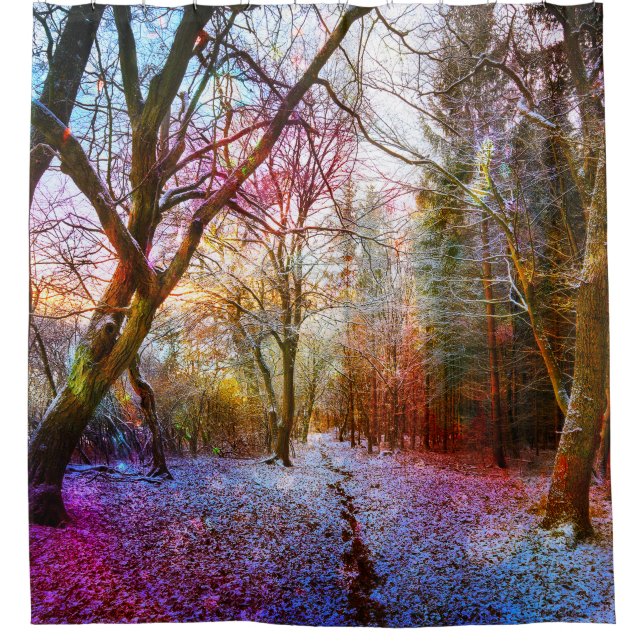 Rideaux De Douche Frosty Sunny Matin Dans Les Bois (Devant)