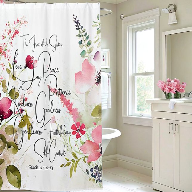 Rideaux De Douche Fruit de l'Esprit floral rose (Créateur téléchargé)