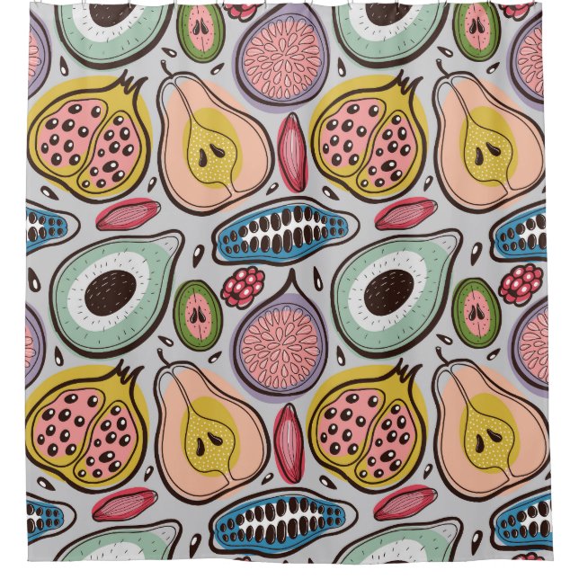 Rideaux De Douche Fruit Medley : Un Motif ininterrompu et dynamique (Devant)