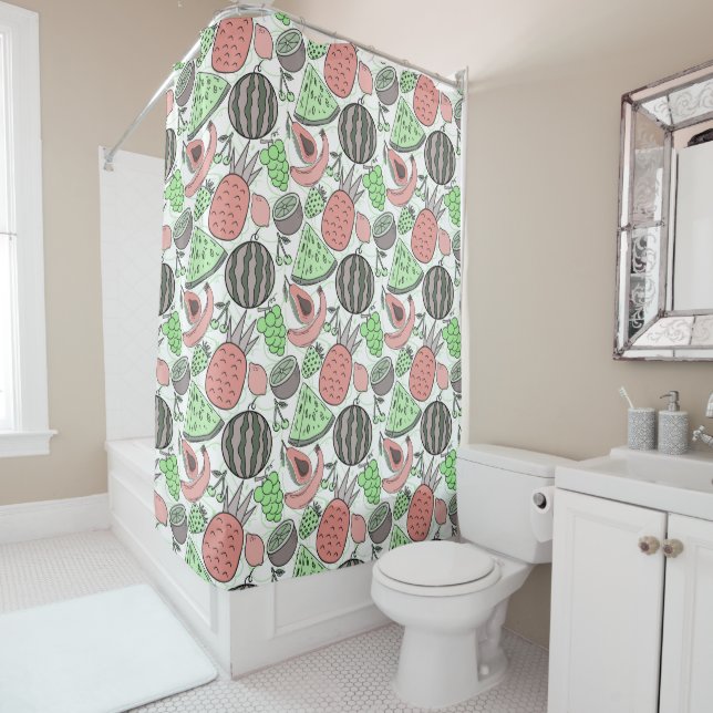 Rideaux De Douche Fruit motif transparent | motif de surface de frui (En situation)
