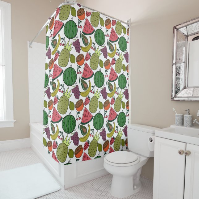 Rideaux De Douche Fruit motif transparent | motif de surface de frui (En situation)